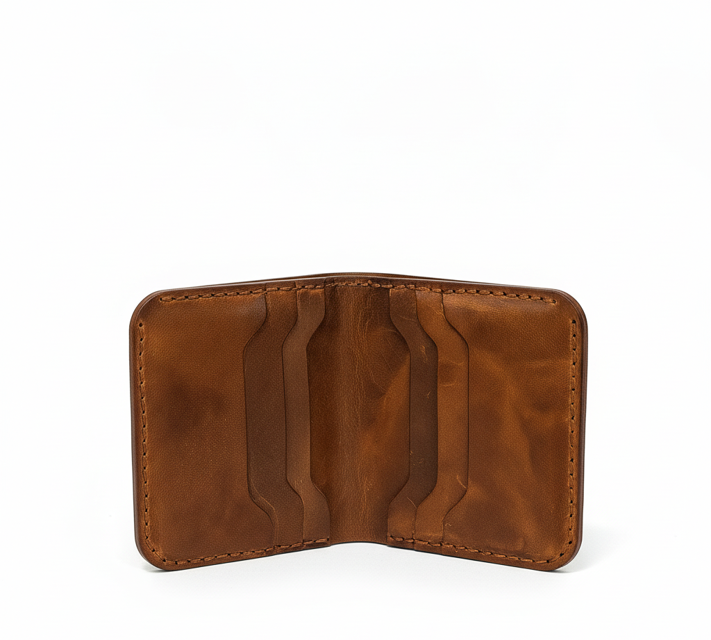 Brown leather wallet on a white background