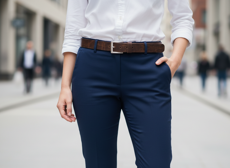 a person wearing a.leather belt