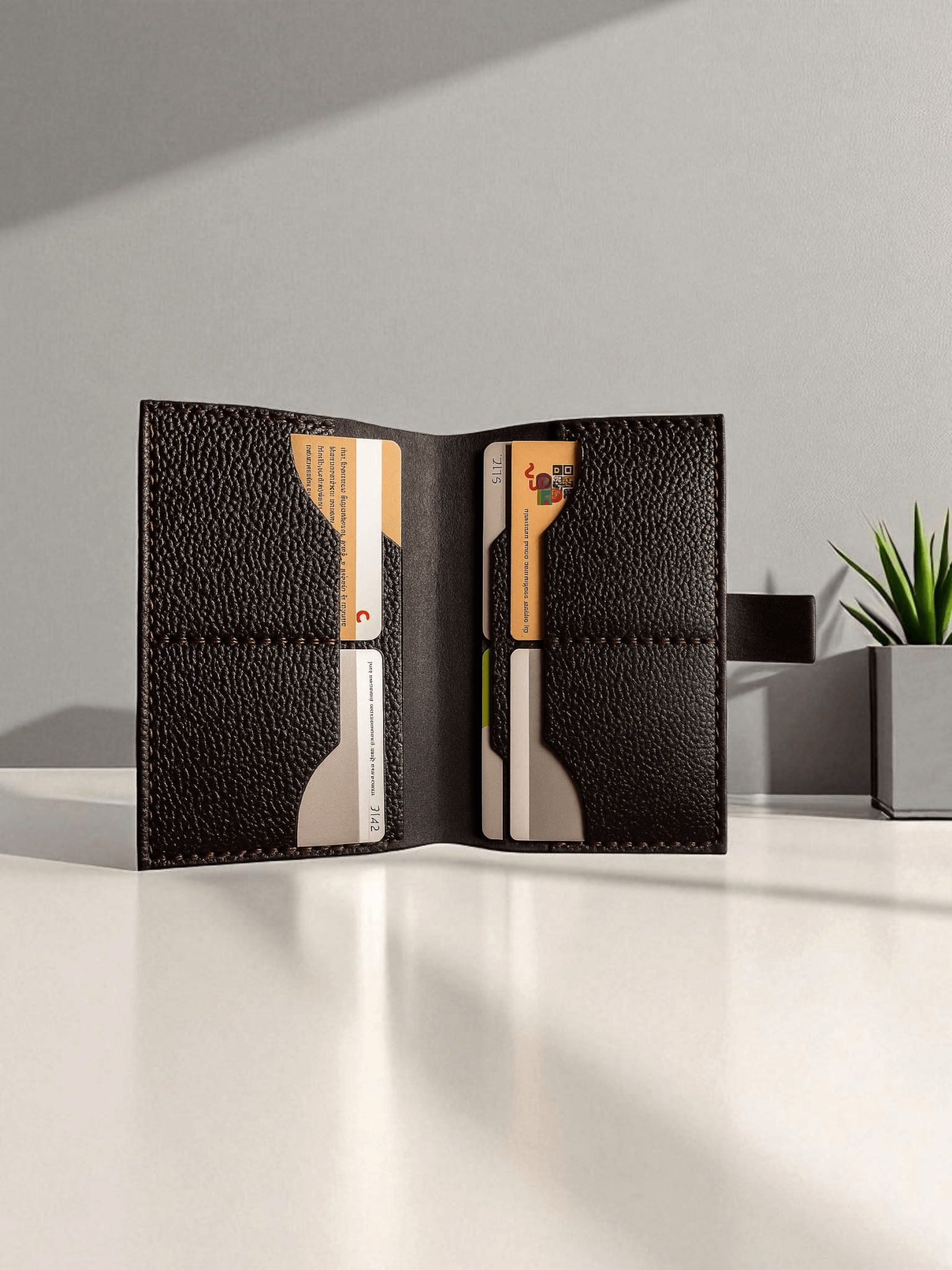 Long Genuine Leather Wallet | 2 Partitions, 6 Card Slots & Cash Pockets