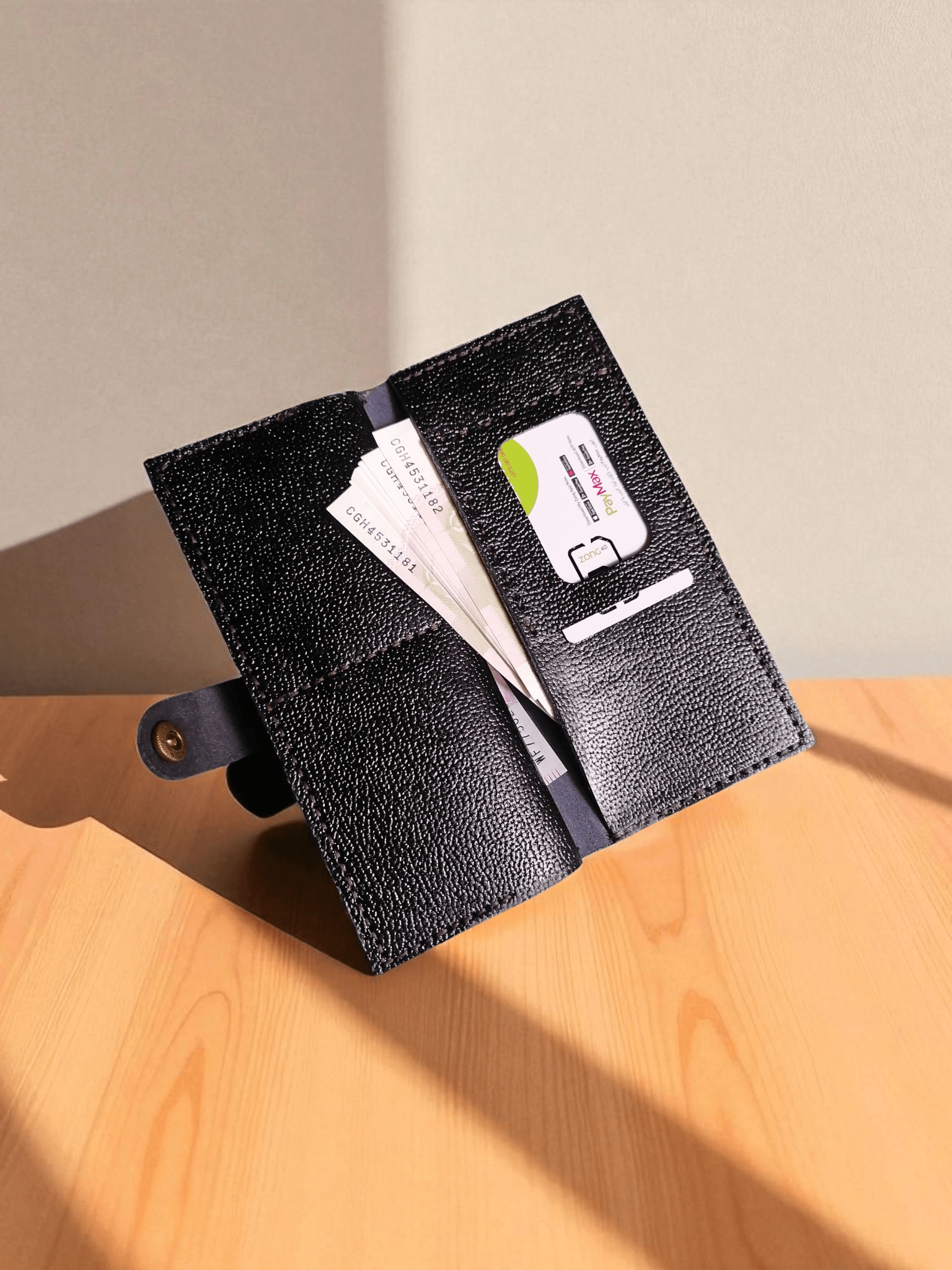 Long Genuine Leather Wallet | 2 Partitions, 6 Card Slots & Cash Pockets