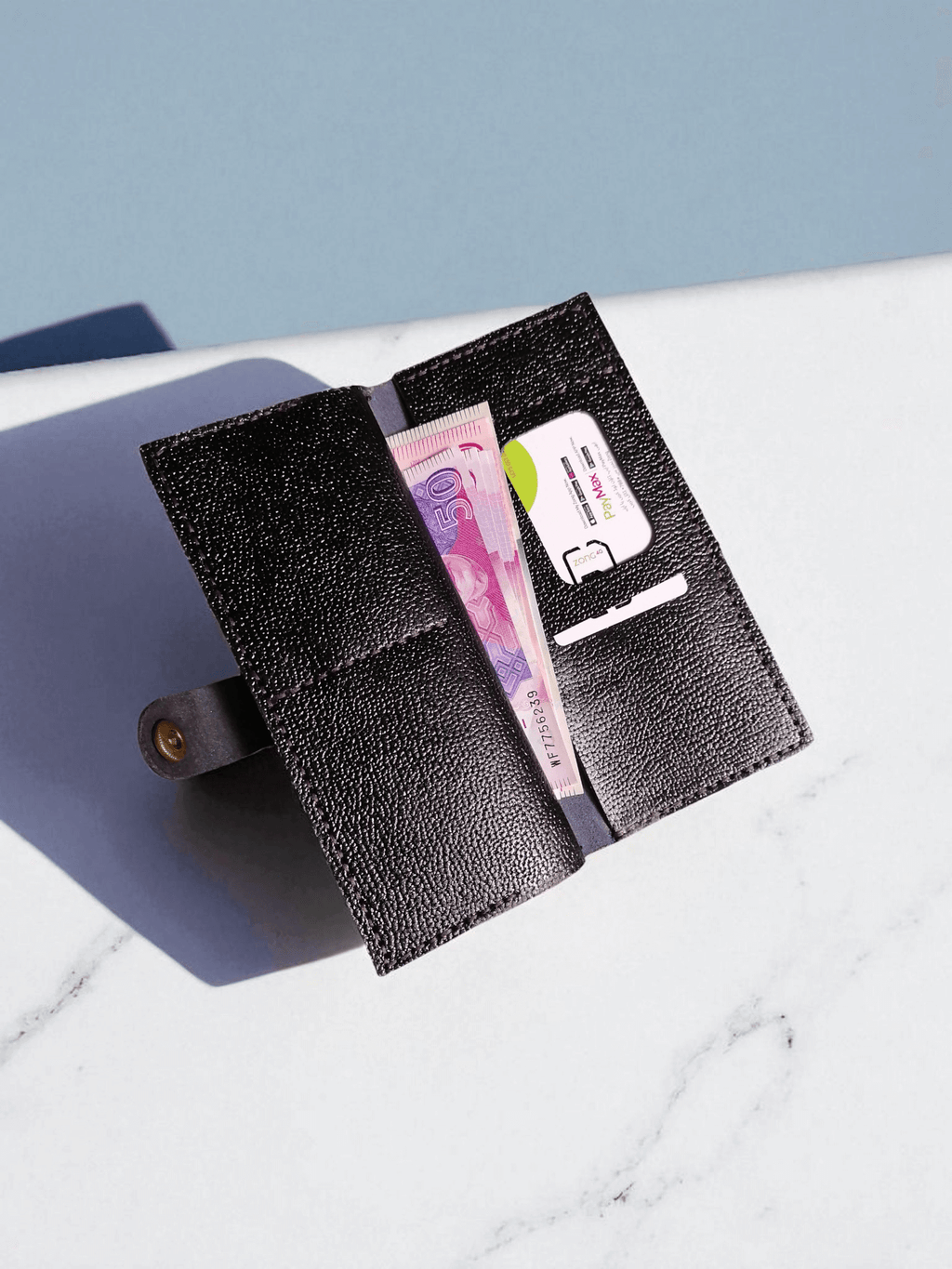 Long Genuine Leather Wallet | 2 Partitions, 6 Card Slots & Cash Pockets