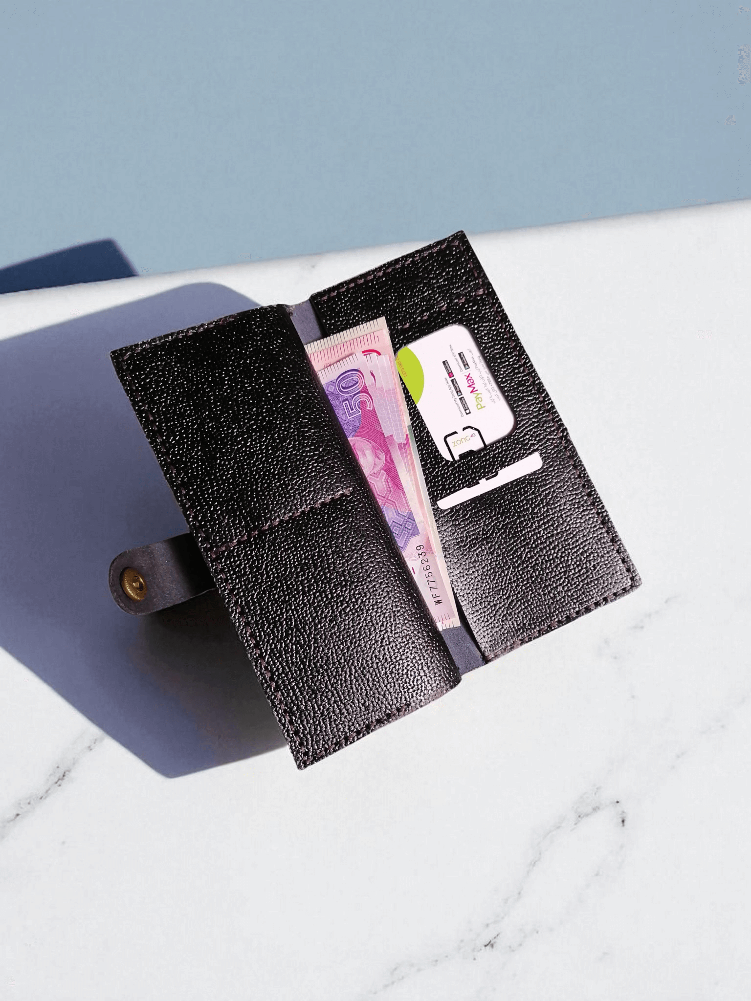 Long Genuine Leather Wallet | 2 Partitions, 6 Card Slots & Cash Pockets
