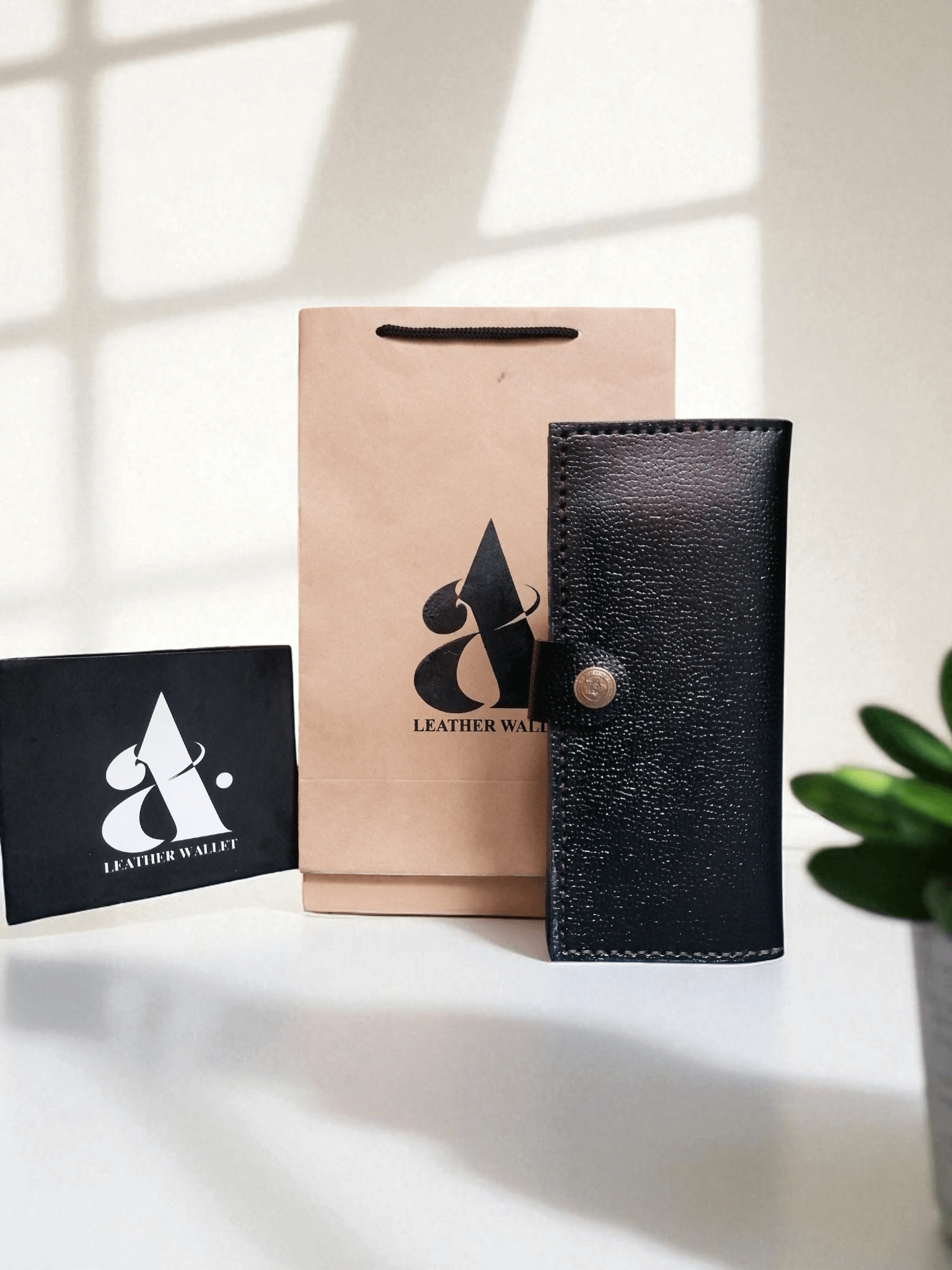 Long Genuine Leather Wallet | 2 Partitions, 6 Card Slots & Cash Pockets