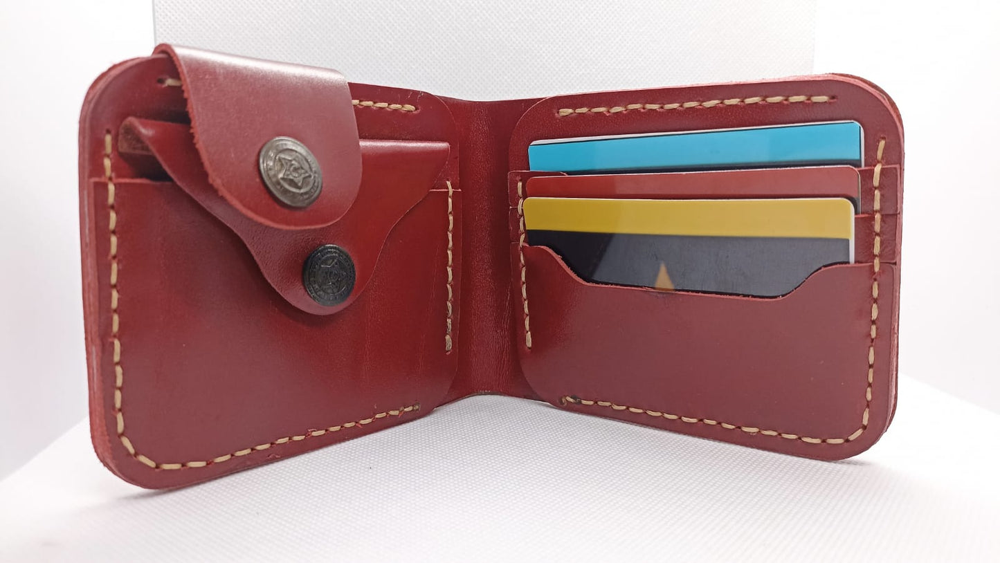 Unique Genuine Leather Wallet | Top Button Closure, Coin Pocket & 3 Card Slots
