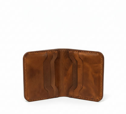 Brown leather wallet on a white background